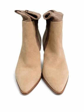 Dolce Vita Suede Pointed Ankle Booties in Beige